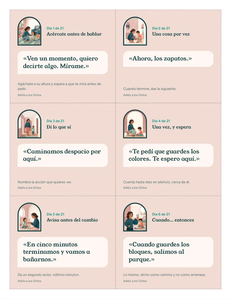 Página real del Bono 1: tarjetas para el refrigerador